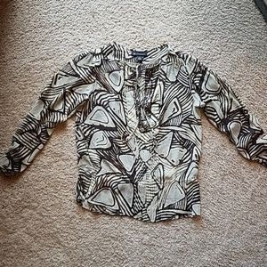 INC 100% silk top tribal/animal print top